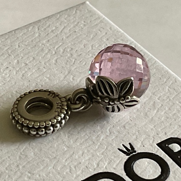 Pandora butterfly and pink CZ ball charm - Picture 1 of 5